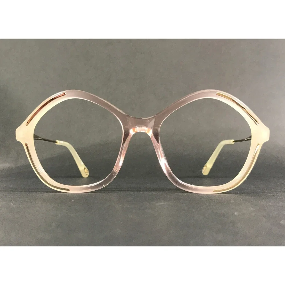 Chloe Eyeglasses Frames CH0062O 002 Transparent Nude Pink Gold Round 52-18-140